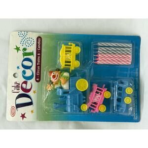 Vintage 1996 Circus Train Cake Decor Set with Candles
